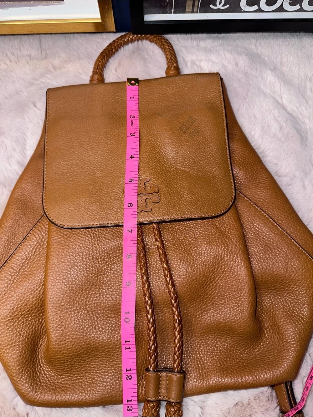 🎒 Tory Burch Thea Leather Backpack – Cognac Brown